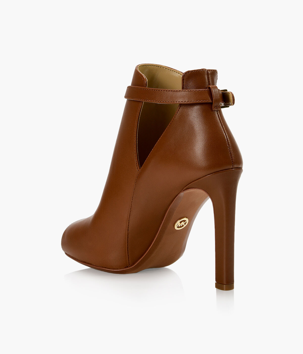 Brown leather open toe on sale booties