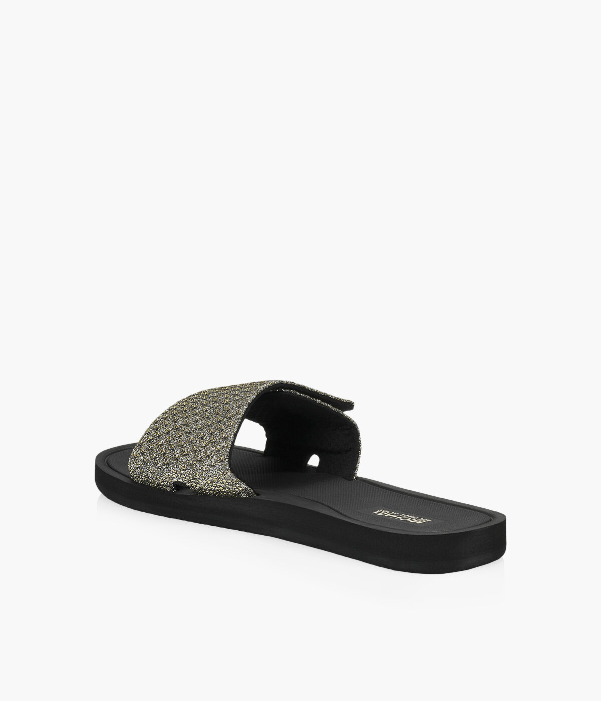 Mk logo glitter slide sandals clearance