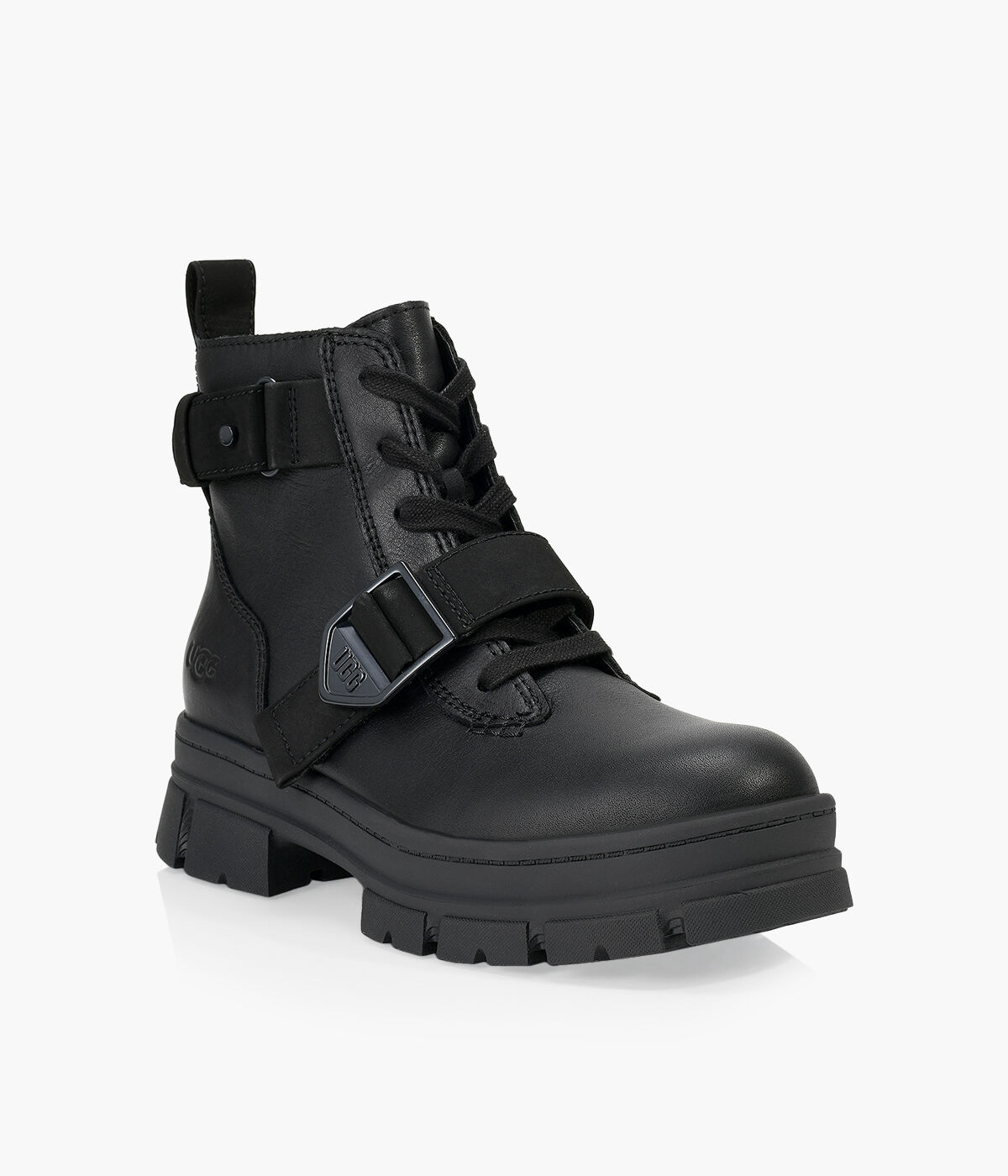 UGG ASHTON LACE UP Black Leather Browns Shoes