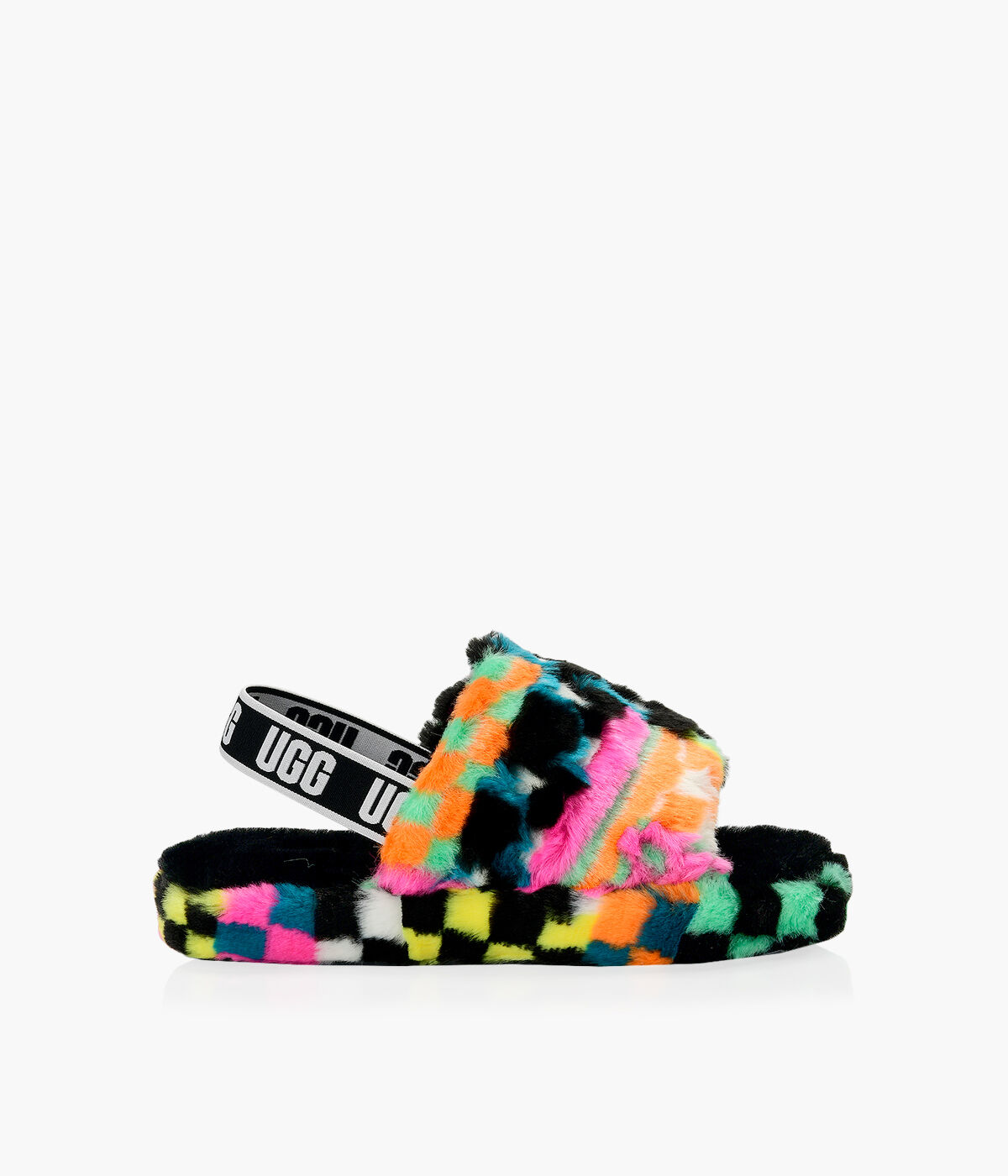 UGG FLUFF YEAH SLIDE CHECKS Multicolour Browns Shoes