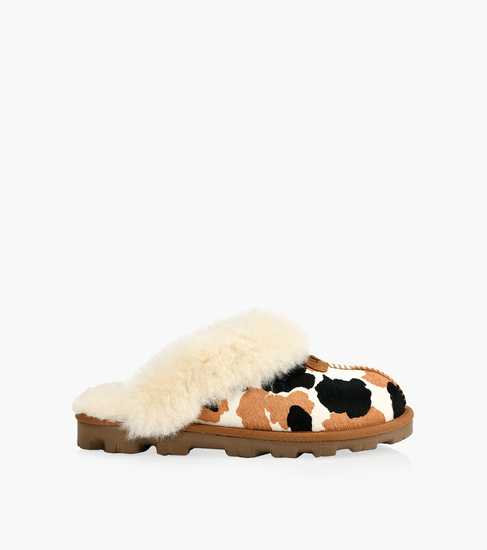 cow print coquette ugg slippers