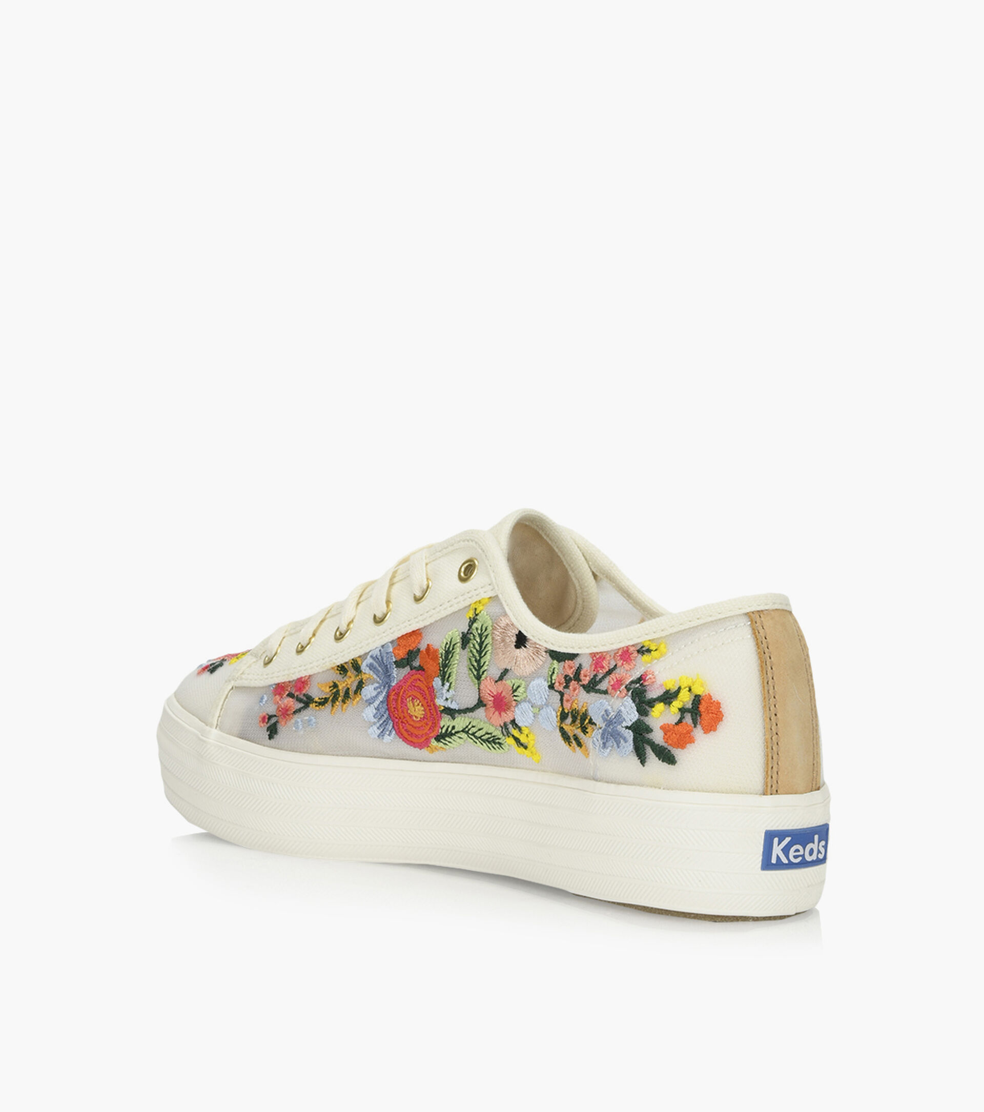 Keds Triple Kick Embroidered Mesh X Rifle Paper Multicolour Mesh Browns Shoes