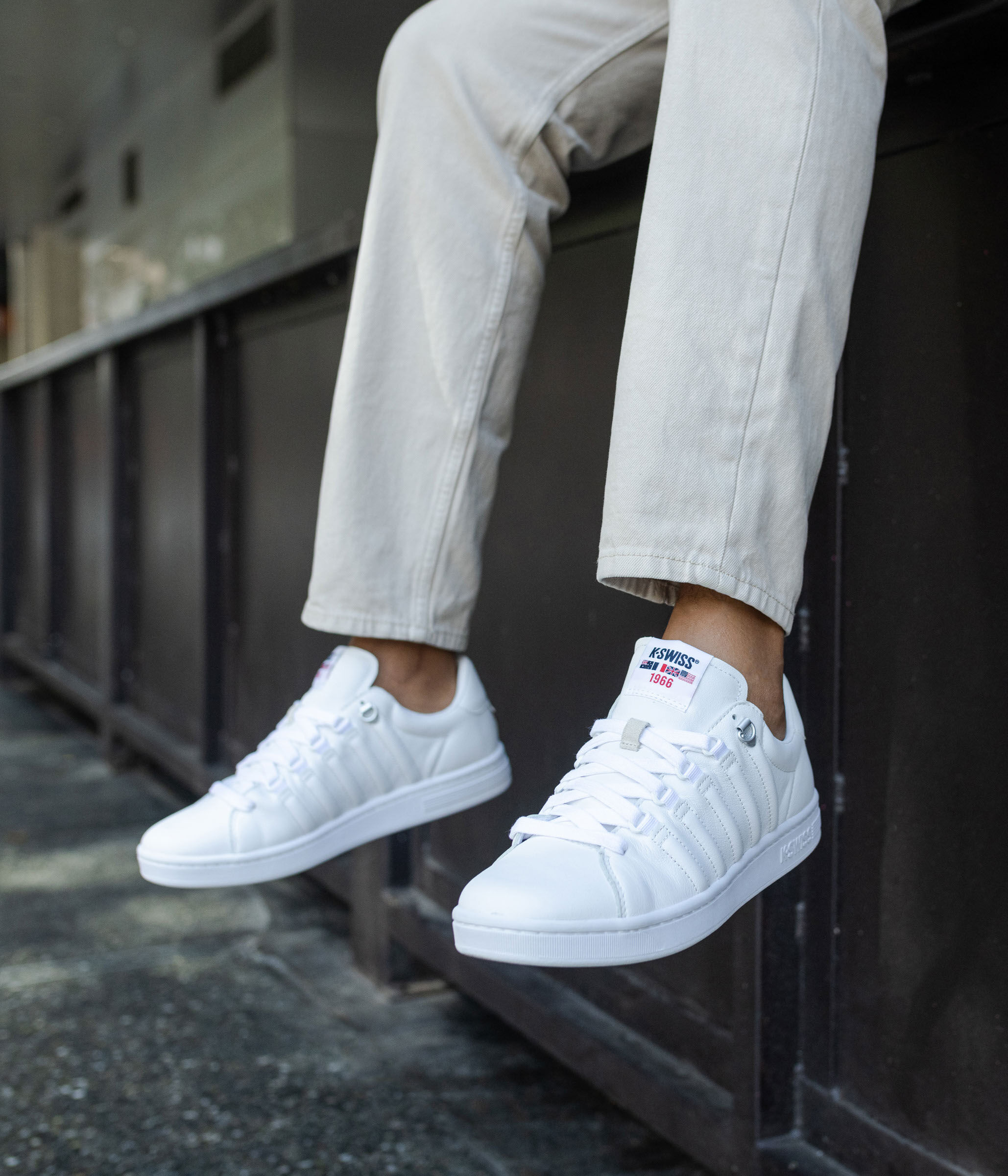 K SWISS LOZAN II White Leather Browns Shoes