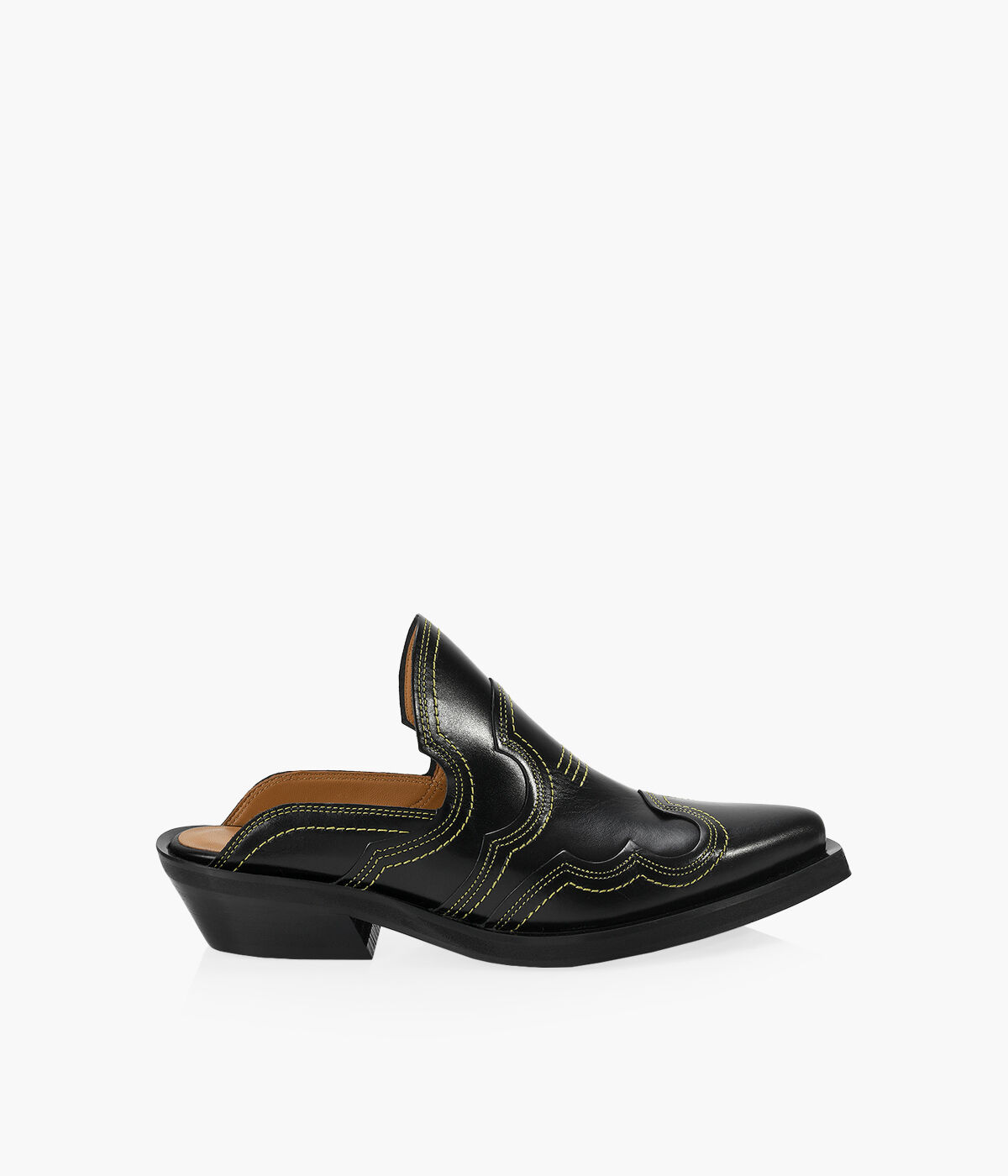 GANNI WESTERN MULE Black Leather Browns Shoes