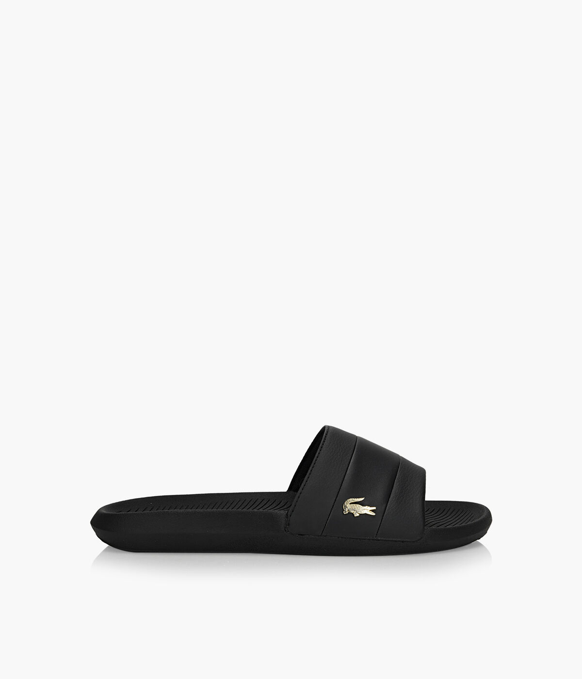 Black best sale lacoste slides