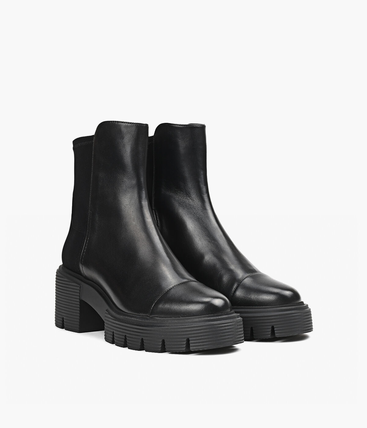 STUART WEITZMAN 50 50 SOHO BOOTIE Black Leather And Fabric