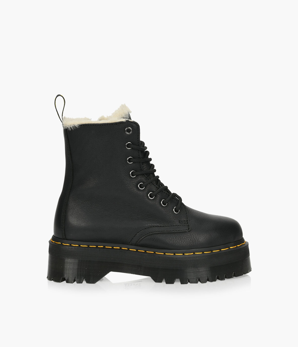 DR. MARTENS JADON FAUX FUR LINED PLATFORM Black Leather Browns