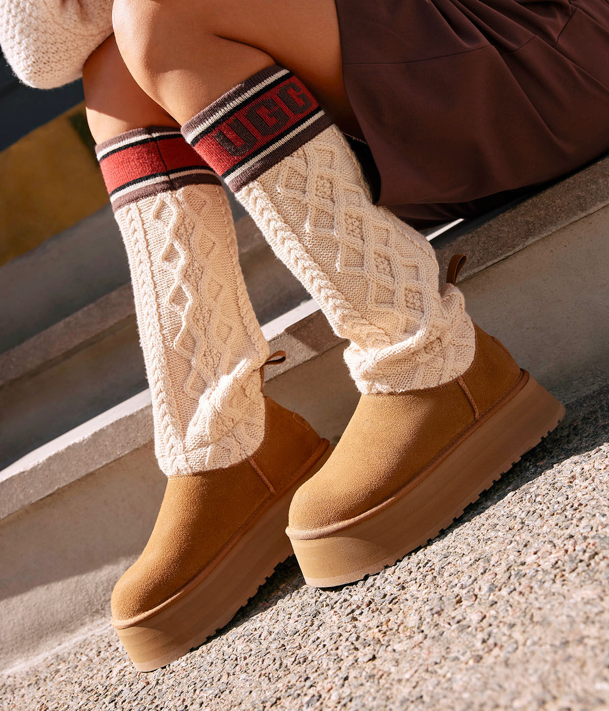 UGG CLASSIC SWEATER LETTER Tan Browns Shoes