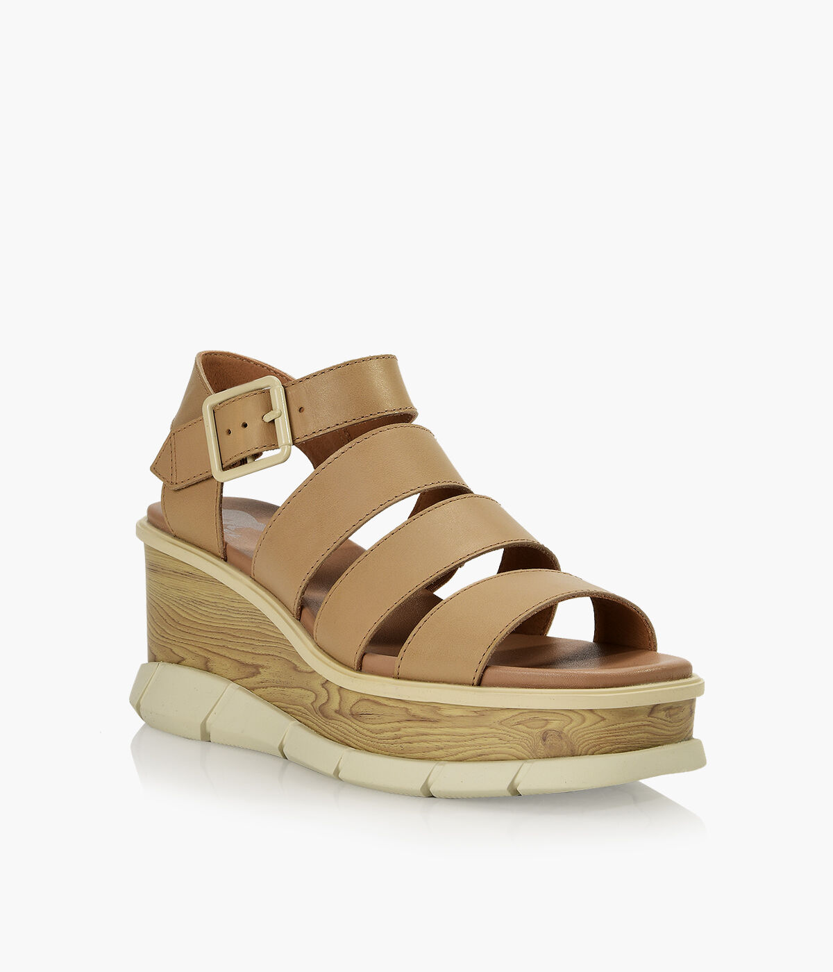 Brown ankle top strap wedges