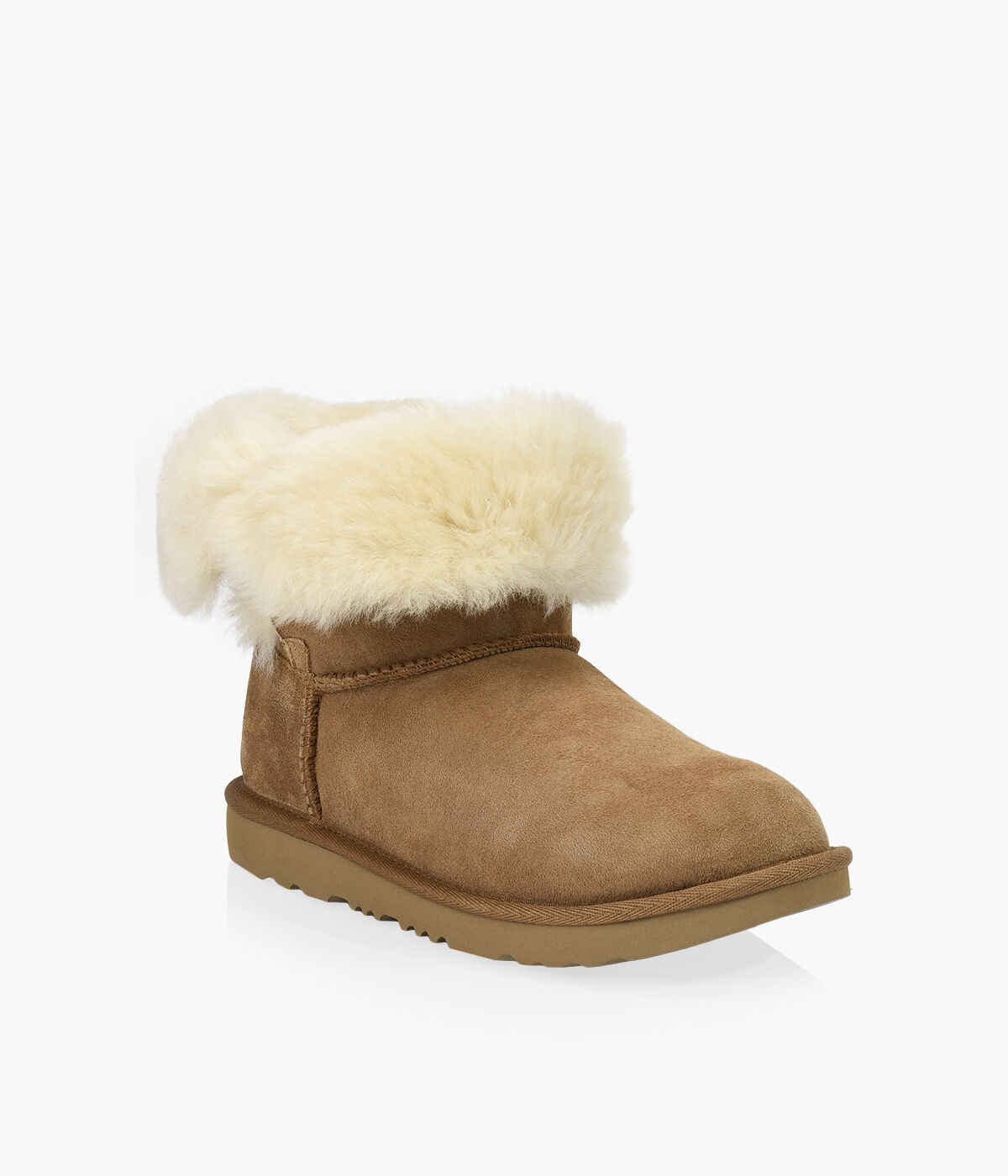 Brown uggs with white fur discount