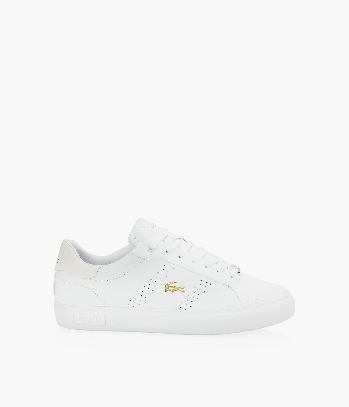 LACOSTE POWER COURT White Leather Browns Shoes