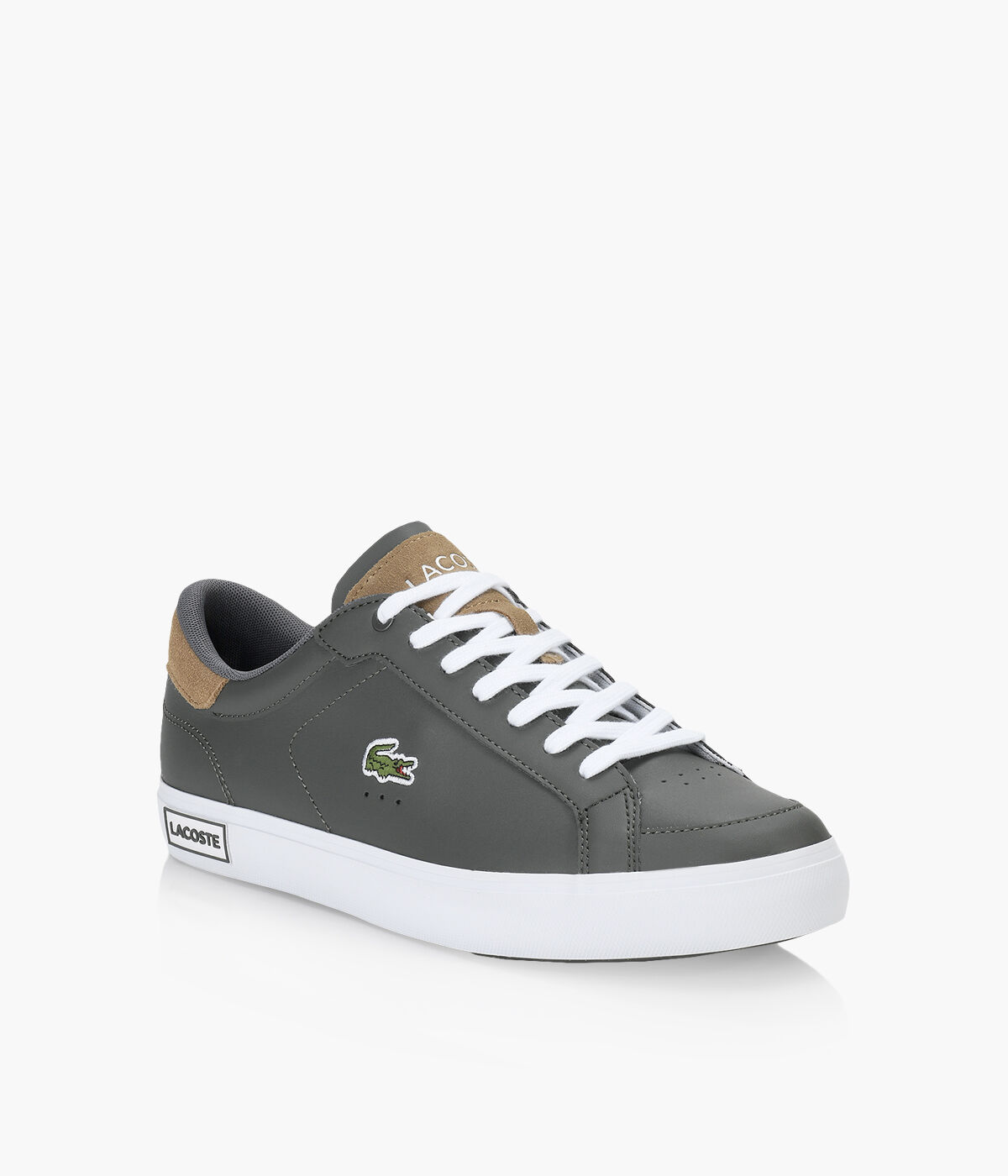 LACOSTE POWERCOURT Grey Leather Browns Shoes