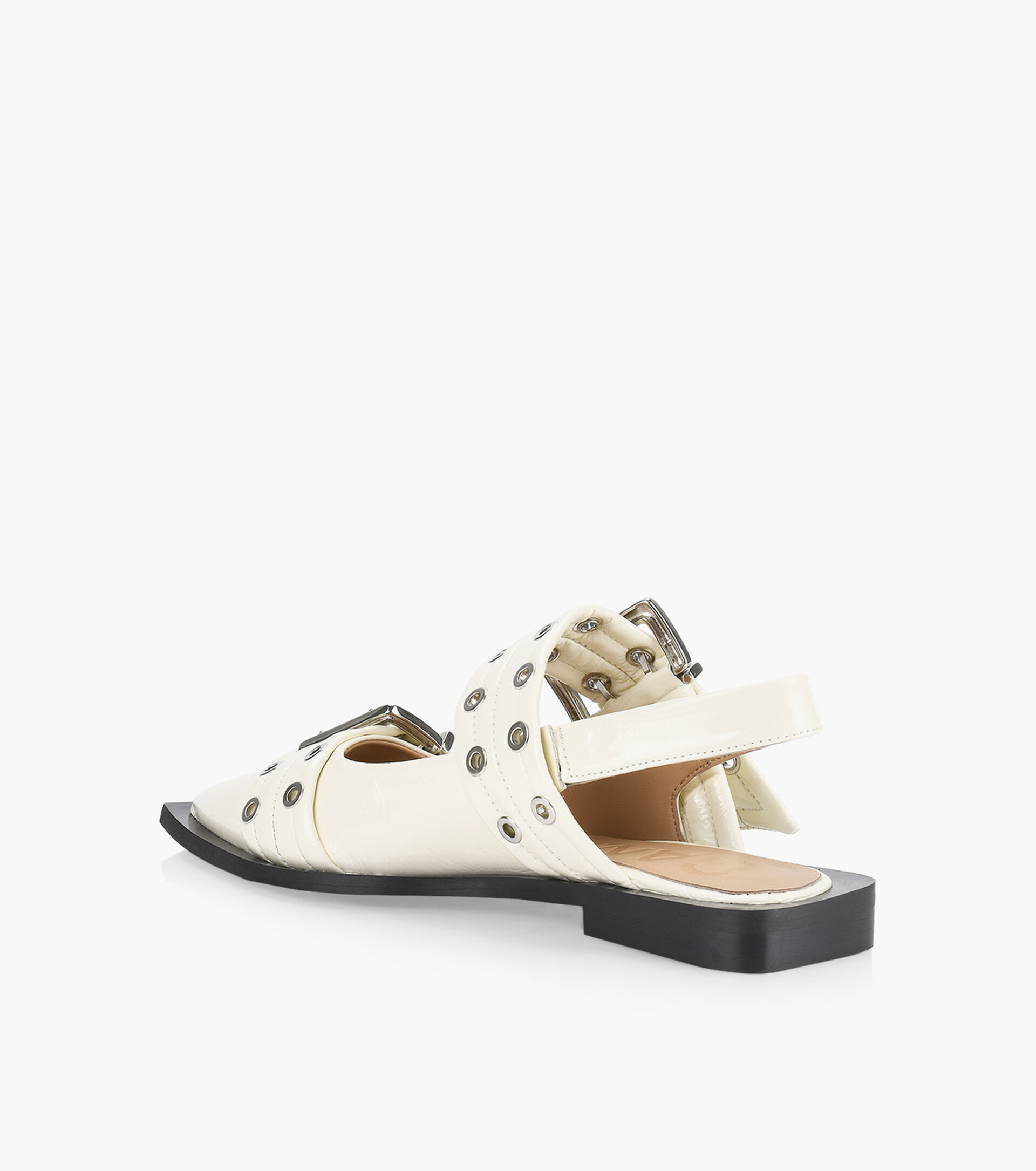 GANNI WIDE WELT BUCKLE BALLERINA - Patent Leather | Browns Shoes