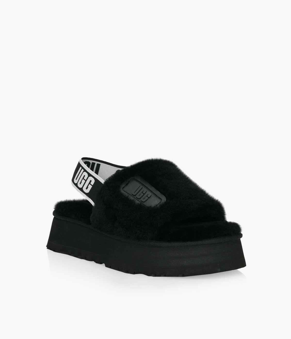 UGG DISCO SLIDE Black Sheepskin Browns Shoes