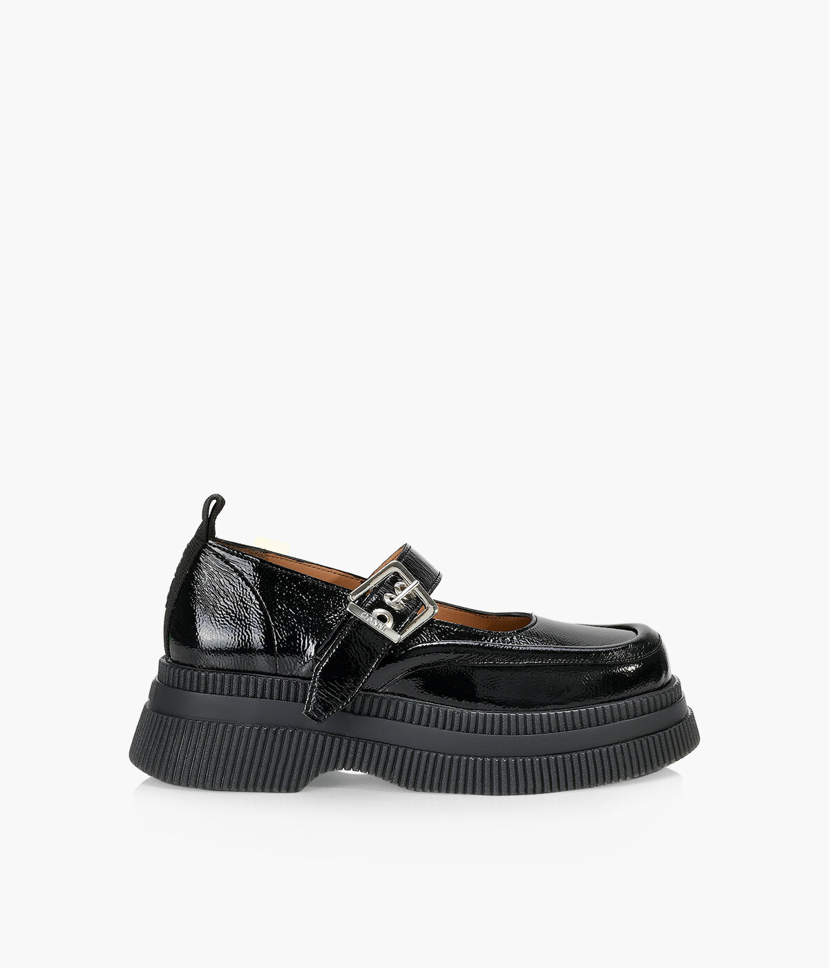GANNI CREEPERS MARY JANE Black Patent Leather Browns Shoes