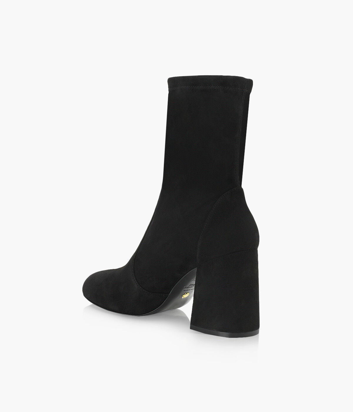 STUART WEITZMAN FLAREBLOCK 85 STRETCH BOOTIE Black Suede