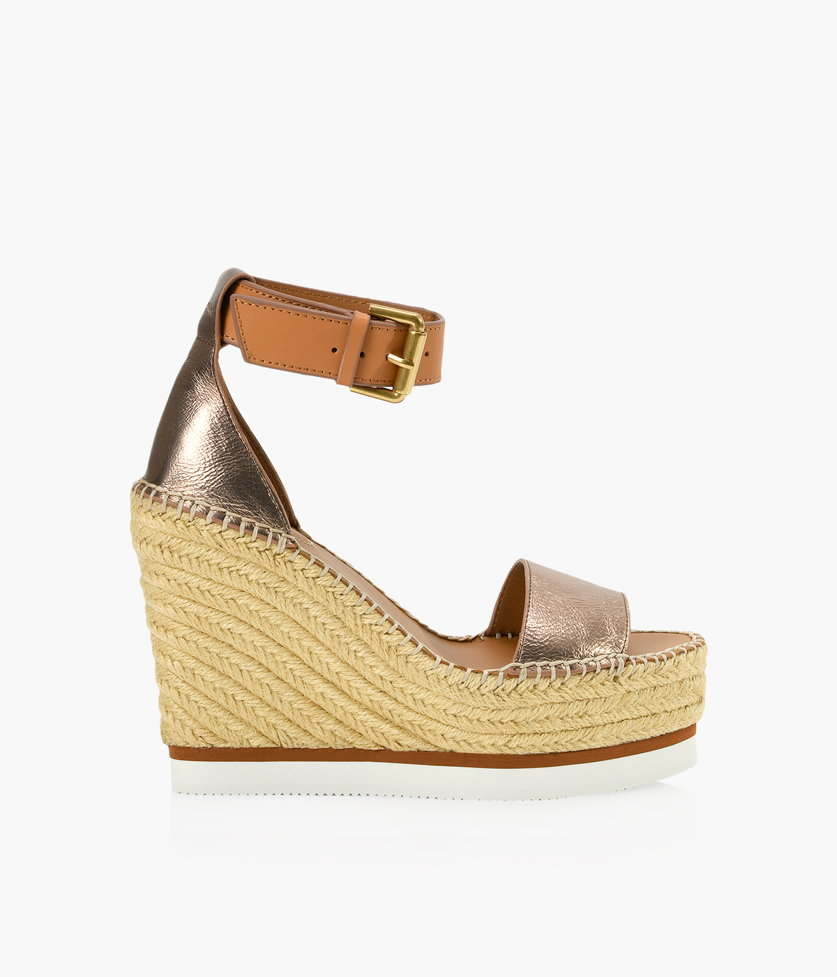 SEE BY CHLOE GLYN ESPADRILLE WEDGE - Rose Gold Leather | Browns Shoes